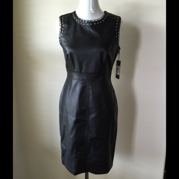 Karl Lagerfeld Black Leather Dress Size 12 - Picture 1 of 2